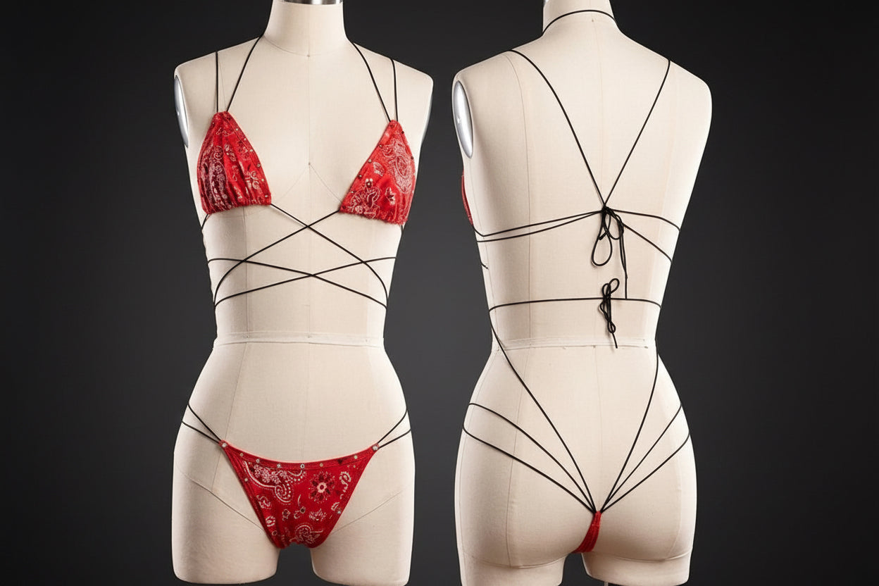 Bandanna Baddie Rhinestone Monokini - Jersei Love Exotic Wear