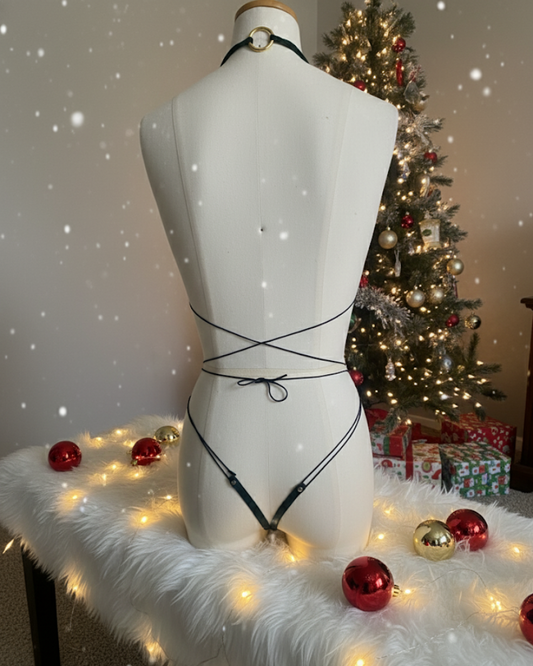 Green velvet bikini set Naughty Velvet Elf collection